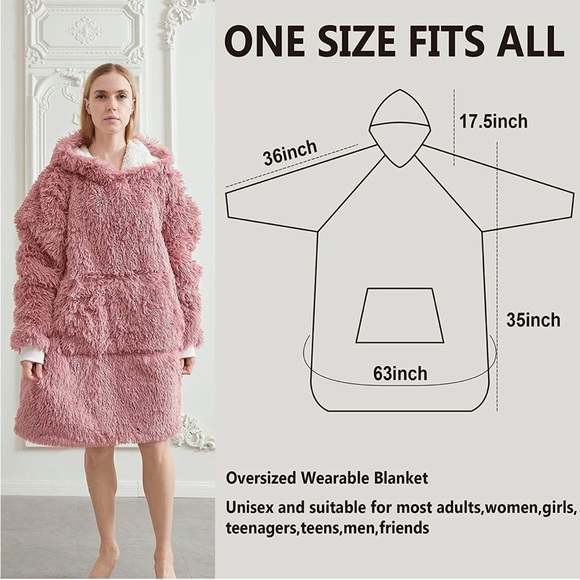 COPY - COPY - Fuzzy Fluffy Wearable Blanket Hoodie,Shaggy Faux Fur Hoodie Blank… - Picture 6 of 8